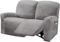 ULTICOR Reclining Love Seat Slipcover, 48" - 65" L, 6-Piece Velvet Stretch Loveseat Reclining Sofa Covers, 2 seat Love seat Recliner Cover, Thick, Soft, Washable (Light Grey)