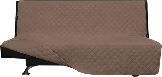 Easy-Going Futon Slipcover - Reversible Armless Sofa Cover - Furniture Protector - Water Resistant - Pets & Kids (Brown/Brown)