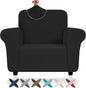 ZNSAYOTX Chair Cover with Arms (30"-47"), New Striped Sofa Chair Covers for Living Room, Dogs Pet Friendly Anti-Slip Chair Protector Spandex Armchair Slipcovers (Black, Chair)