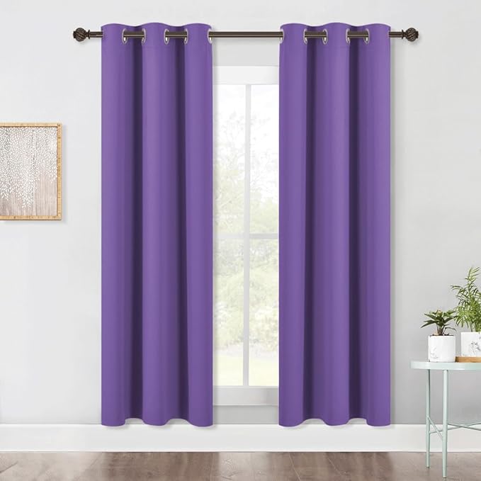 NICETOWN Blackout Window Curtains 70" L, 2 Panels, 34 inch, Lilac Purple, Grommet Top Room Darkening Thermal Insulated Vertical Window Drapes Modern for Flat/Apartment