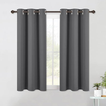 NICETOWN Bedroom Curtains Blackout Drapery Panels, Three Pass Microfiber Thermal Insulated Solid Ring Top Blackout Window Curtains/Drapes (Two Panels, 42 x 54 Inch, Gray)