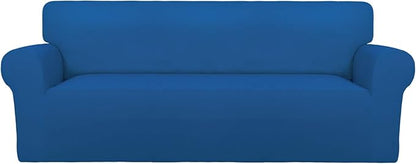 PureFit Super Stretch Sofa Slipcover – Spandex Non Slip Soft Couch Sofa Cover, Washable Furniture Protector with Non Skid Foam and Elastic Bottom for Kids, Pets （Oversized Sofa, Classic Blue）