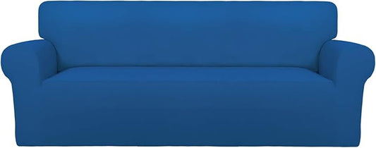 PureFit Super Stretch Sofa Slipcover – Spandex Non Slip Soft Couch Sofa Cover, Washable Furniture Protector with Non Skid Foam and Elastic Bottom for Kids, Pets （Oversized Sofa, Classic Blue）