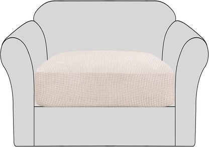 H.VERSAILTEX Stretch Couch Cushion Covers Individual Seat Sofa Chair Slipcovers Cushion Protector Cover Featuring Jacquard Textured Twill Fabric(1 Cushion Chair Cover, Ivory)