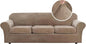 H.VERSAILTEX Velvet Plush 4 Piece High Stretch Sofa Slipcover Cover Furniture Protector Form Fit Thick Velvet Extra Large Sofa Cover for 3 Cushion Couch Width Up to 105 Inch (XL Sofa, Camel)