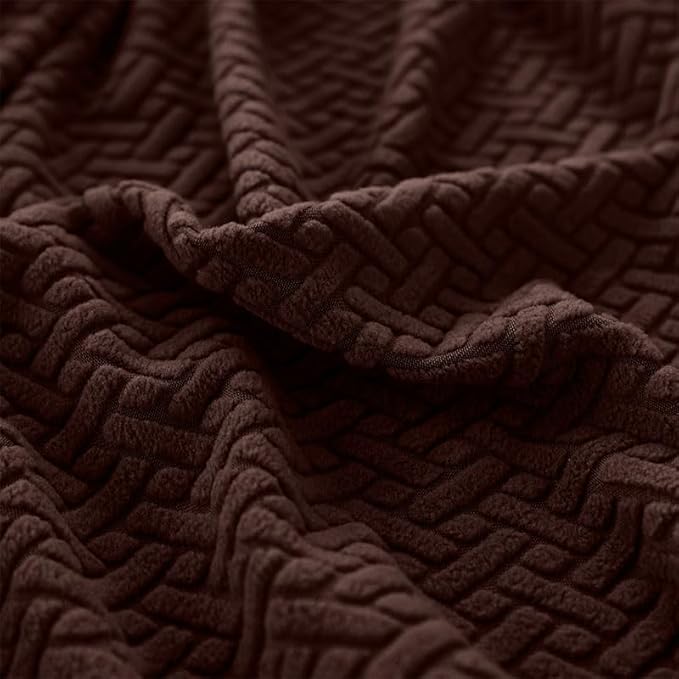 Sofa Covers Couch Covers for Sofa Pet Friendly Couch Cushion Covers Universal Sofa Covers Washable Stretch Slipcovers for Sectional Sofa (Texture Brown, 2 Seats + Chaise Cover)
