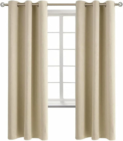 BGment Room Darkening Curtains 72 Inches Long - Grommet Thermal Insulated Drapes Window Treatment Curtains for Bedroom, 2 Panels, 42 x 72 Inch, Beige