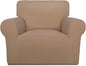 PureFit Super Stretch Chair Sofa Slipcover – Spandex Non Slip Soft Couch Sofa Cover, Washable Furniture Protector with Non Skid Foam and Elastic Bottom for Kids, Pets （Chair, Camel）