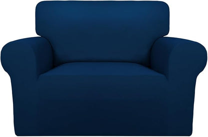 PureFit Super Stretch Sofa Slipcover – Spandex Non Slip Soft Couch Sofa Cover, Washable Furniture Protector with Non Skid Foam and Elastic Bottom for Kids, Pets (Oversized, Navy)