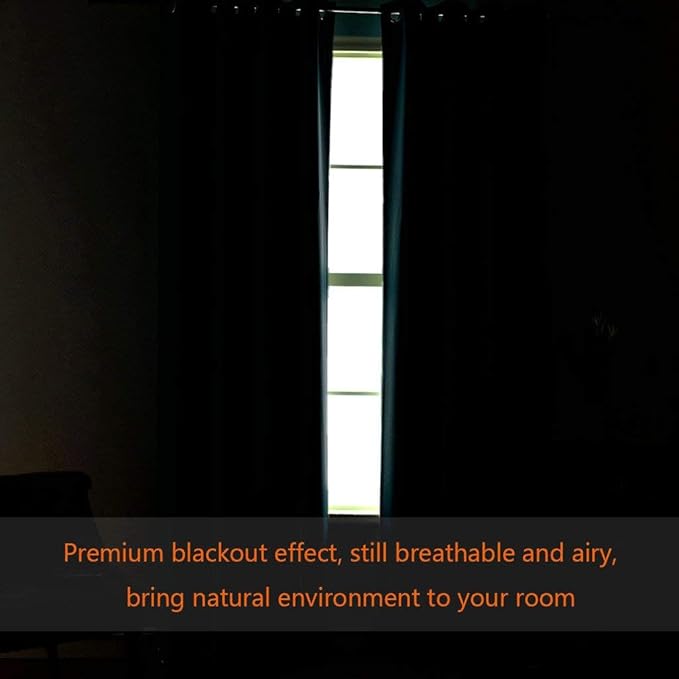 H.VERSAILTEX Blackout Patio Curtains 100 x 84 Inches for Sliding Door Extral Wide Blackout Curtain Panels Thermal Insulated Room Divider - Grommet Top, 7' Tall by 8.5' Wide - Cyan