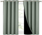NICETOWN Greyish Green 100% Blackout Curtains 45 inches Long, 2 Thick Layers Completely Blackout Window Treatment Thermal Insulated Lined Drapes for Small Window (1 Pair, 52 inches Width Each Panel)