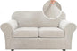 H.VERSAILTEX Real Velvet Plush 3 Piece Stretch Sofa Covers Couch Covers for 2 Cushion Couch Loveseat Covers Width Up to 72 Inch Thick Stay in Place (Medium Sofa, Oatmeal)