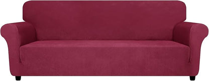 ZNSAYOTX Oversized Super Stretch Couch Cover (92"-115"), New Universal Sofa Covers Comfortable & Durable, Dog Cat Pets Friendly Extra Large Spandex Sofa Slipcovers (Wine Red, XL Sofa)