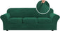 H.VERSAILTEX High Stretch Sofa Slipcover 4 Piece Cover Velvet Furniture Protector Form Fit Thick Velvet Extra Large Sofa Cover for 3 Cushion Couch Width Up to 97 Inch (Large Sofa, Green)