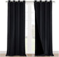 NICETOWN Extra Long Truly Blackout Drapes for Hall and Villa, 100% Blackout Window Curtain Panels with Black Lined for Night Shift Worker, 52-inch Width Each Panel, 108-inch Length, Black, 2 Pieces