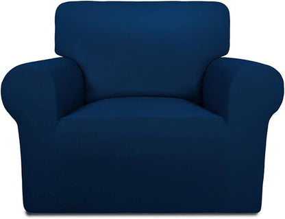 PureFit Super Stretch Chair Sofa Slipcover – Spandex Non Slip Soft Couch Sofa Cover, Washable Furniture Protector with Non Skid Foam and Elastic Bottom for Kids, Pets （Chair, Navy）