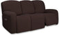 PureFit Super Stretch 3 Seats Recliner Chair Sofa Couch Cover with Pocket – Non Slip Soft Sofa Slipcover, Washable Spandex Reclining Furniture Protector for Kids, Pets (Recliner Sofa, Chocolate)