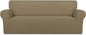 PureFit Super Stretch Sofa Slipcover – Spandex Non Slip Soft Couch Sofa Cover, Washable Furniture Protector with Non Skid Foam and Elastic Bottom for Kids, Pets （Oversized Sofa, Tan）