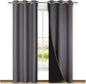 NICETOWN Grey Full Shade Curtain Panels, Pair of Thermal Insulated & Energy Efficiency Blackout Curtains for Living Room Windows, Lined Silky Window Dressing (42-inch Wide x 84-inch Long, Gray)