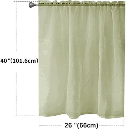 SpaceDresser Basic Rod Pocket Sheer Voile Window Curtain Panels Sage Green 1 Pair 2 Panels 26 Width 40 Inch Long for Kitchen Bedroom Children Living Room Yard（Sage Green，26Wx 40L）