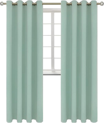BGment Blackout Curtains - Grommet Thermal Insulated Room Darkening Bedroom and Living Room Curtains, Set of 2 Panels (52 x 108 Inch, Frosty Green)