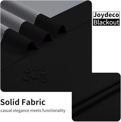 Joydeco Blackout Curtains 108 Inches Long, Black Extra Long Black Out Curtains for Living Room Bedroom, Grommet Total Room Darkening Drapes Grommets Solid Drapes for Bedroom Windows