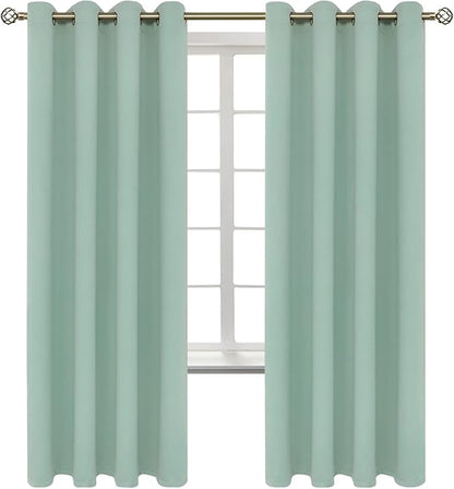 BGment Blackout Curtains - Grommet Thermal Insulated Room Darkening Bedroom and Living Room Curtains, Set of 2 Panels (52 x 72 Inch, Frosty Green)
