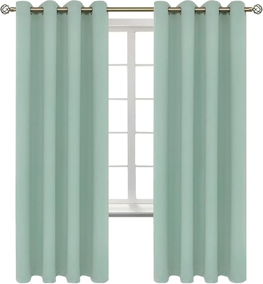 BGment Blackout Curtains - Grommet Thermal Insulated Room Darkening Bedroom and Living Room Curtains, Set of 2 Panels (52 x 72 Inch, Frosty Green)