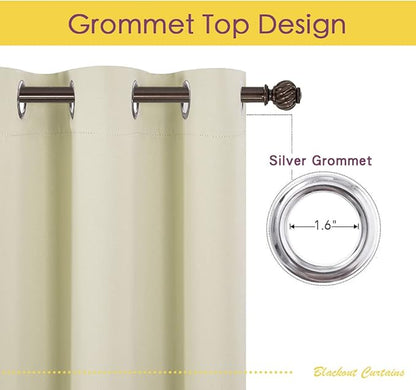 NICETOWN Room Darkening Draperies Window Curtain Panels, Thermal Insulated Grommet Room Darkening Curtains for Bedroom (Beige, 2 Panels, W42 x L54 -Inch)
