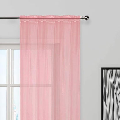 SpaceDresser Sheer Voile Window Treatment Rod Pocket Curtain Panels for Kitchen Bedroom Living Room Drapes Sunlight Filtering Privacy Semi Home Decor Assorted Colors Sizes (Blush, 52 W x 45 L)