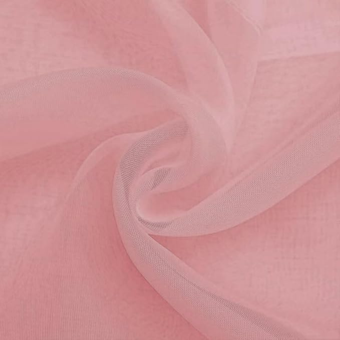 SpaceDresser Sheer Voile Window Treatment Rod Pocket Curtain Panels for Kitchen Bedroom Living Room Drapes Sunlight Filtering Privacy Semi Home Decor Assorted Colors Sizes (Blush, 52 W x 45 L)