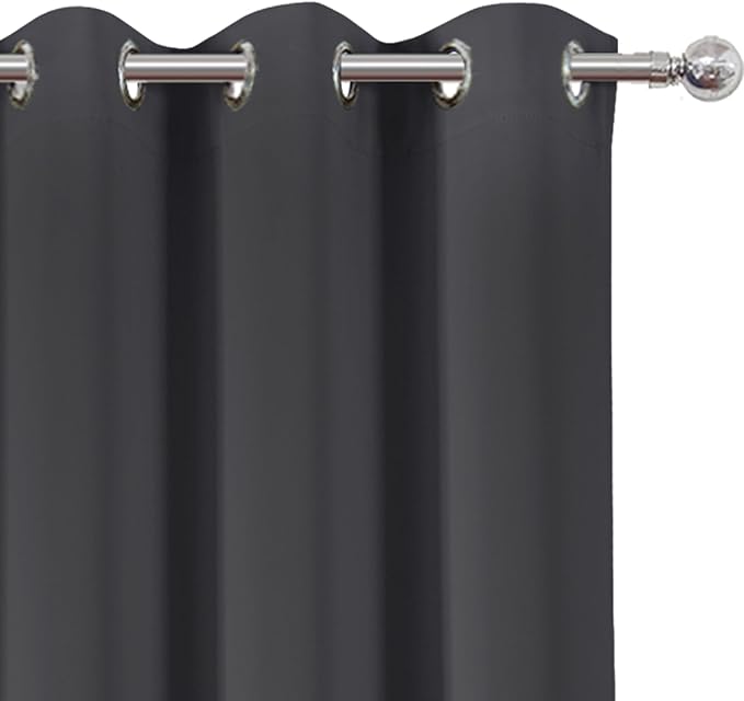 LEMOMO Dark Grey Thermal Blackout Curtains/42 x 95 Inch/Set of 2 Panels Room Darkening Curtains for Bedroom