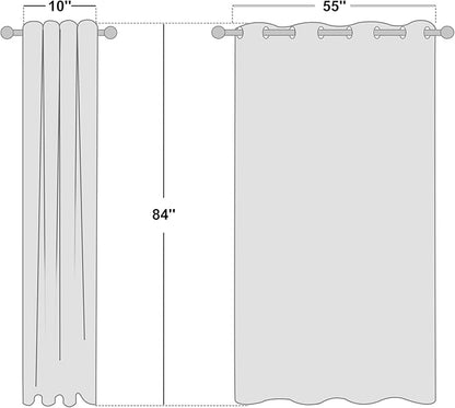 NICETOWN Coffee Vintage Linen 100% Blackout Curtains for Living Room, Thermal Insulated Curtains 84" Long, Noise Reducing Window Treatment Drapes for Dining Room, 62" Wide Per Panel, Set of 2