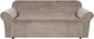 H.VERSAILTEX Stretch Velvet Sofa Covers for 3 Cushion Couch Covers Furniture Protector Soft with Non Slip Elastic Bottom, Crafted from Thick Comfy Rich Velour (Large Sofa 90"-97", Taupe)