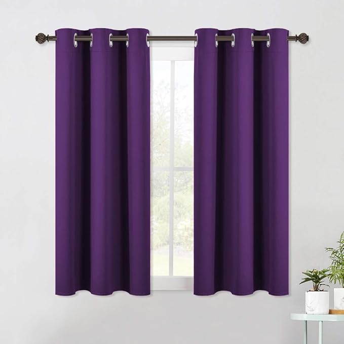 NICETOWN Blackout Curtains & Drapes for Bedroom, Royal Purple, W34 x L40, Set of 2, Triple Weave Grommet Top Thermal Insulated Light Blocking Panels for Bathroom/Living Room