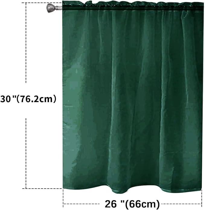 SpaceDresser Basic Rod Pocket Sheer Voile Window Curtain Panels Foliage Green 1 Pair 2 Panels 26 Width 30 Inch Long for Kitchen Bedroom Children Living Room Yard（Foliage Green，26Wx 30L）