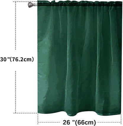 SpaceDresser Basic Rod Pocket Sheer Voile Window Curtain Panels Foliage Green 1 Pair 2 Panels 26 Width 30 Inch Long for Kitchen Bedroom Children Living Room Yard（Foliage Green，26Wx 30L）