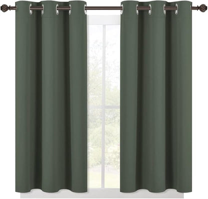 NICETOWN Short Blackout Curtains Noise Reducing, Thermal Insulated and Privacy Room Darkening Drape Panels for Boy's Guest Room Door Small Short Window (Dark Mallard, 2 Panels, W42 x L45 -Inch)