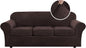 H.VERSAILTEX Modern Velvet Plush 4 Piece High Stretch Sofa Slipcover Cover Form Fit Luxury Thick Velvet Extra Large Sofa Cover for 3 Cushion Couch Width Up to 105 Inch (XL Sofa, Brown)
