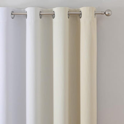 Estelar Textiler Ombre Greyish White and Beige Blackout Curtains & Drapes 96 Inch Length 2 Panels, Gradient Thermal Insulated Full Light Blocking Grommet Blackout Drapes for Bedroom, 52Wx96L