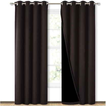 NICETOWN High End Thermal Curtains, Full Blackout Curtains 84 inches Long for Dining Room, Soundproof Window Treatment Drapes for Hall Room, Brown, 52 inches Wide Per Panel, Set of 2 Panels