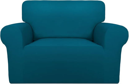 PureFit Super Stretch Sofa Slipcover – Spandex Non Slip Soft Couch Sofa Cover, Washable Furniture Protector with Non Skid Foam and Elastic Bottom for Kids, Pets (Oversized, Peacock Blue)
