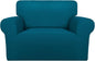 PureFit Super Stretch Sofa Slipcover – Spandex Non Slip Soft Couch Sofa Cover, Washable Furniture Protector with Non Skid Foam and Elastic Bottom for Kids, Pets (Oversized, Peacock Blue)
