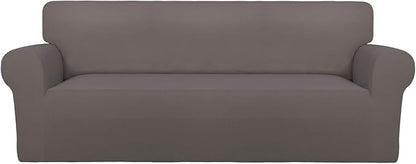 PureFit Super Stretch Sofa Slipcover – Spandex Non Slip Soft Couch Sofa Cover, Washable Furniture Protector with Non Skid Foam and Elastic Bottom for Kids, Pets （Sofa, Taupe）