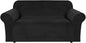 H.VERSAILTEX Stretch Velvet Loveseat Covers for 2 Cushion Couch Covers for Living Room Sofa Covers Slipcovers with Non Slip Straps Bottom, Ultra Thick Comfy Velour (Width 58"-72", Black)