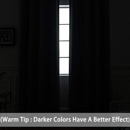 Yakamok Thermal Insulated Grommet Blackout Draperies/Drapes for Bedroom Window,Room Darkening Curtain Panels (2 Panels, W52 x L108 -Inch, Beige)