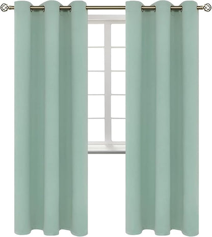 BGment Blackout Curtains - Grommet Thermal Insulated Room Darkening Bedroom and Living Room Curtains, Set of 2 Panels (38 x 84 Inch, Frosty Green)