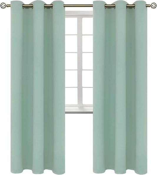 BGment Blackout Curtains - Grommet Thermal Insulated Room Darkening Bedroom and Living Room Curtains, Set of 2 Panels (42 x 84 Inch, Frosty Green)