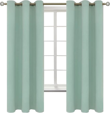 BGment Blackout Curtains - Grommet Thermal Insulated Room Darkening Bedroom and Living Room Curtains, Set of 2 Panels (38 x 63 Inch, Frosty Green)