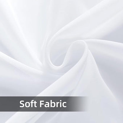 youleyar Solid Sheer Rod Pocket Curtain Voile Draperies 4 Panels White Beige Black Grey Coffee 52 Inch Width 90 Inch Long 1 Pair for Kitchen Bedroom Children Living Room Yard(White,52Wｘ90L)